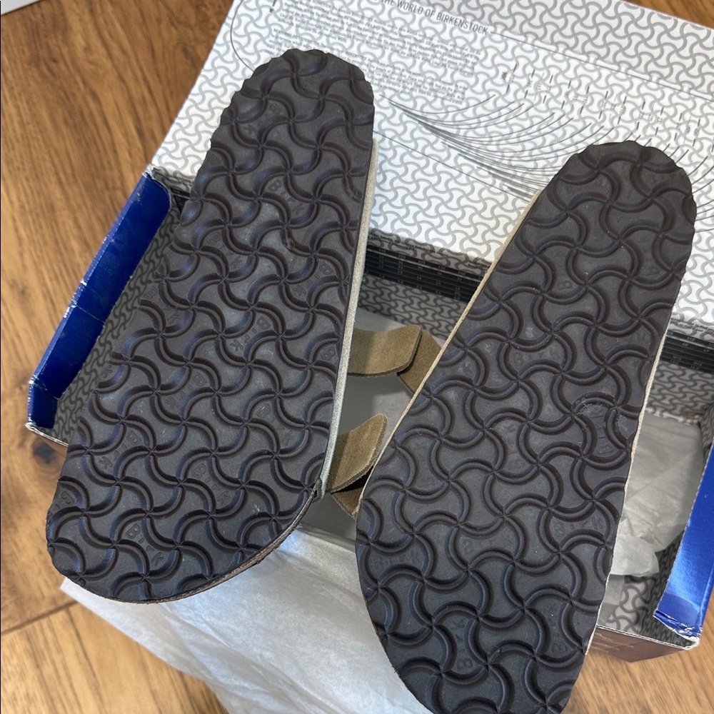 Birkenstock Taupe Suede Double Strap Sandals - Picture 2 of 5